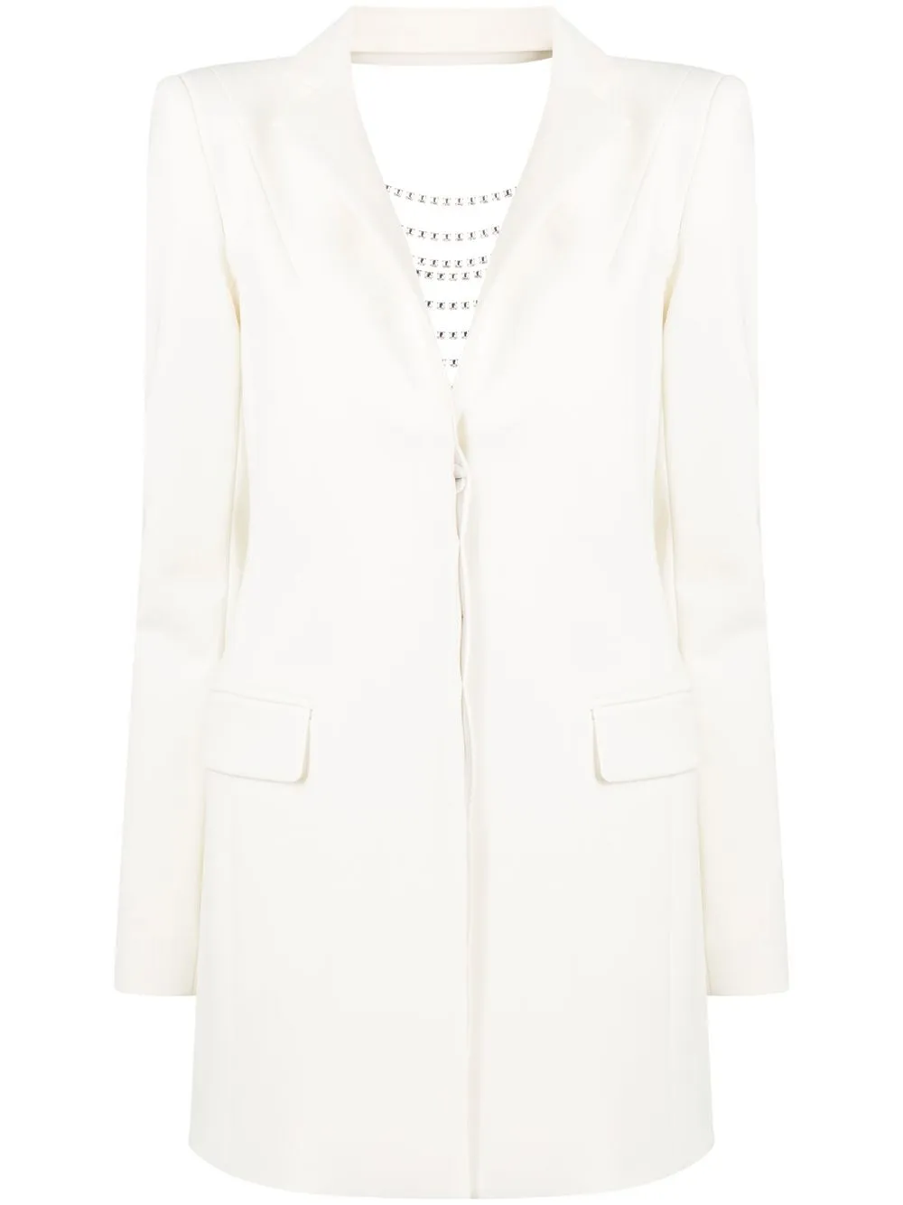 

AREA crystal-embellished mini blazer dress - White