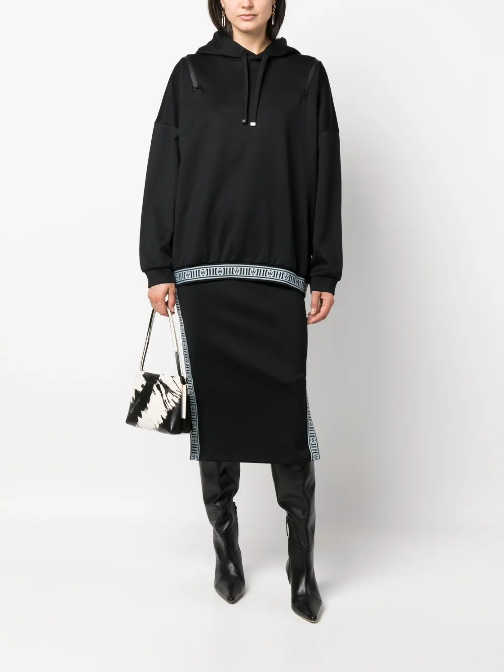 Wolford Hoodie met logoprint - Zwart