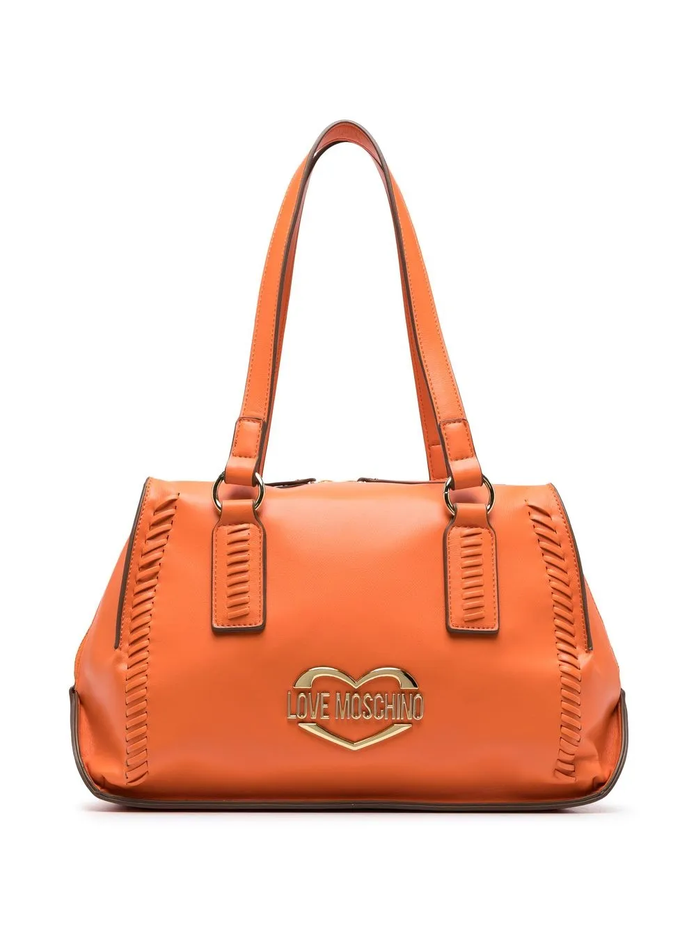 

Love Moschino logo-plaque stitch-detail tote bag - Orange