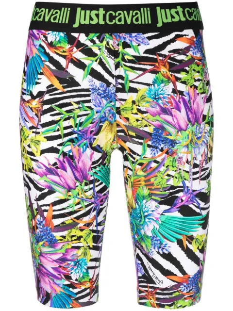 Just Cavalli floral zebra-print cycling shorts