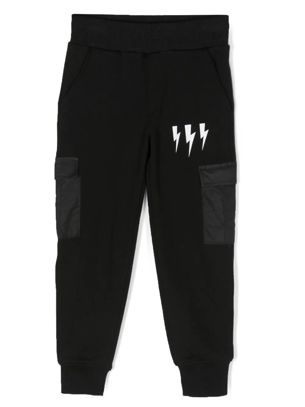 

Neil Barrett Kids Thunderbolt-print cargo track pants - Black