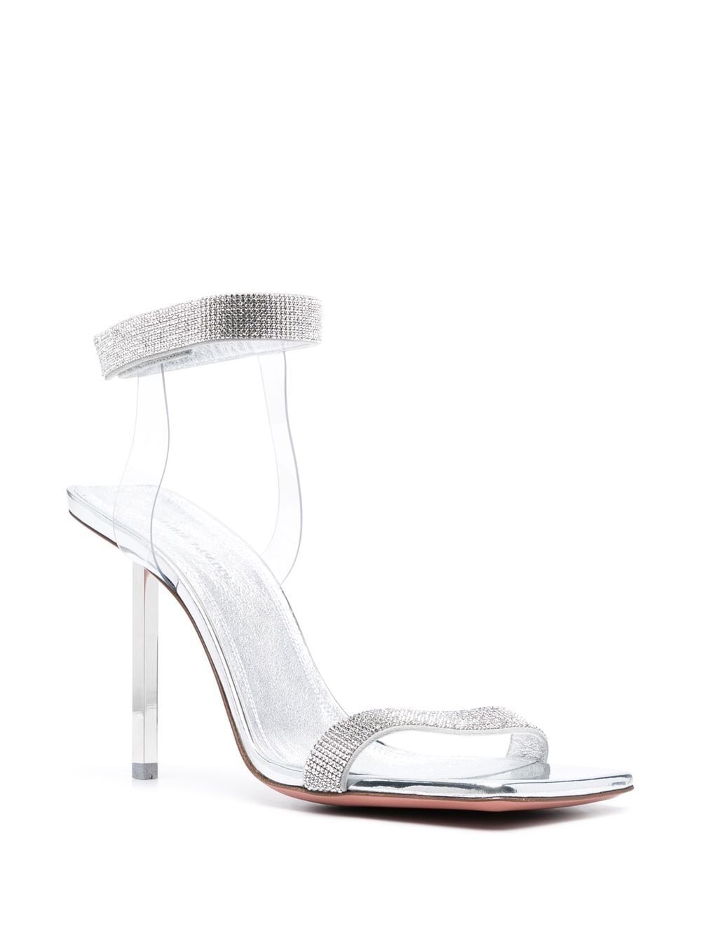 Shop Amina Muaddi Rih 95mm Crystal-embellished Sandals In Silver