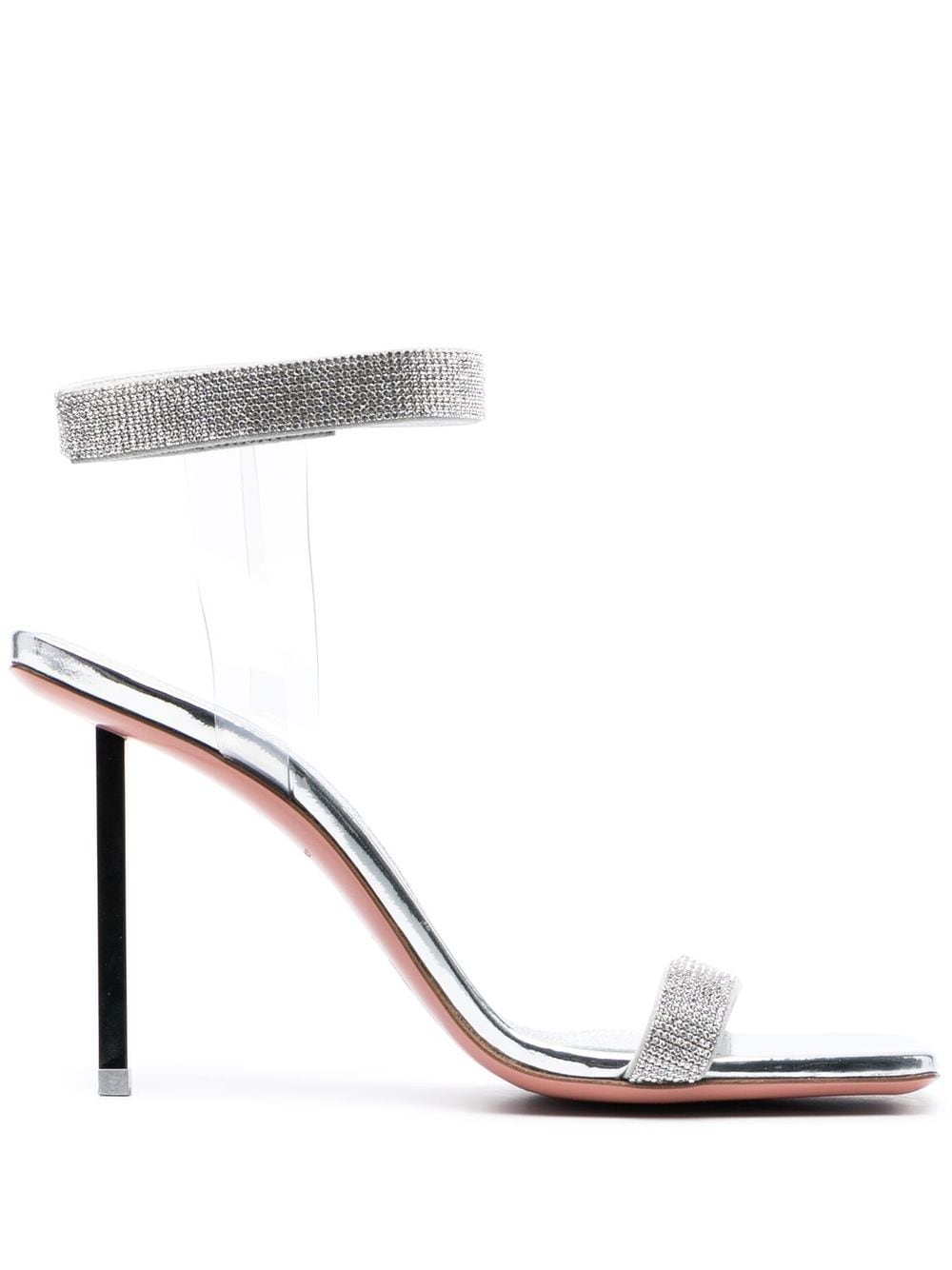 Shop Amina Muaddi Rih 95mm Crystal-embellished Sandals In Silver