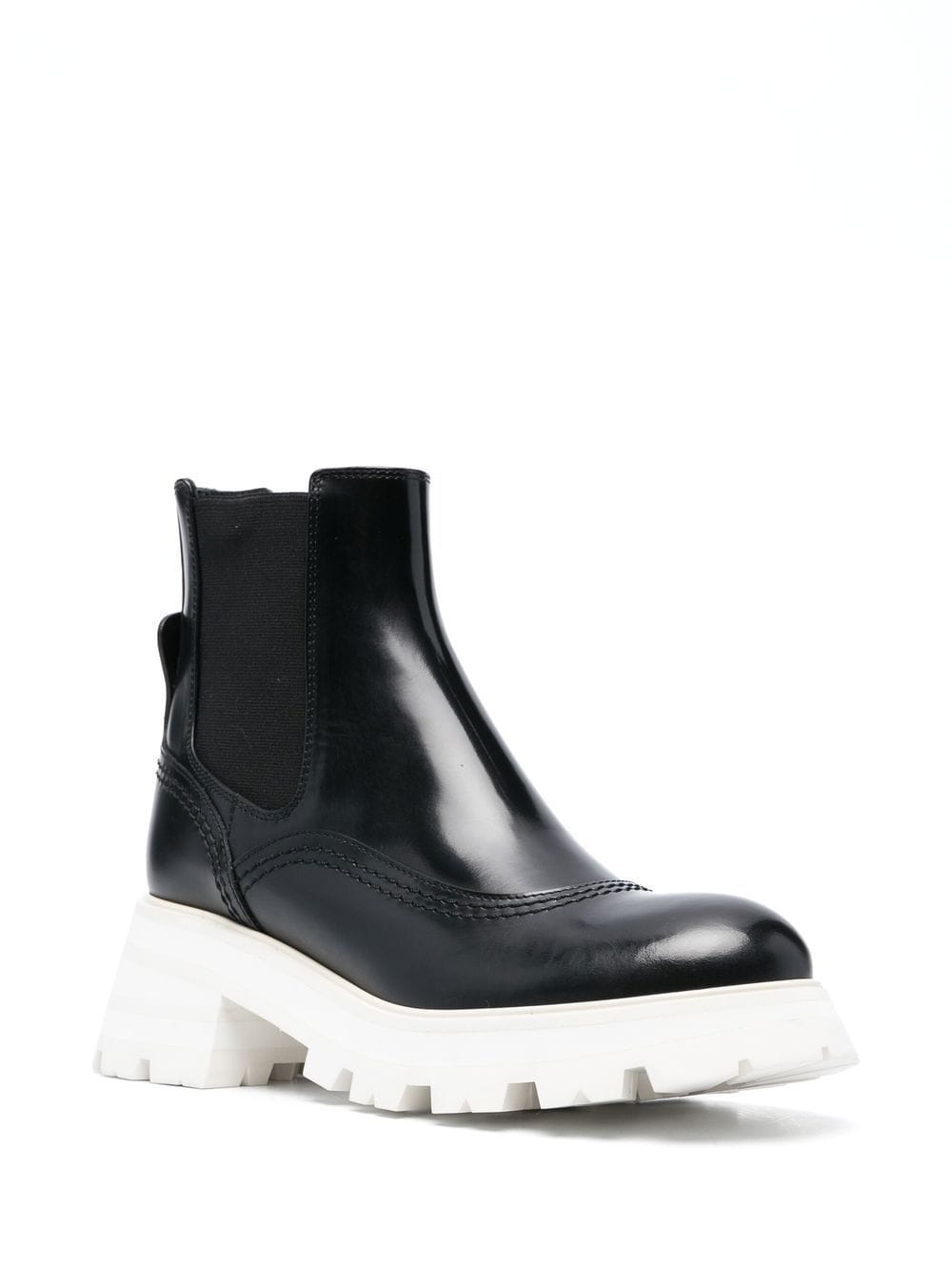 Shop Alexander Mcqueen Rave Leather Chelsea Boot In Black