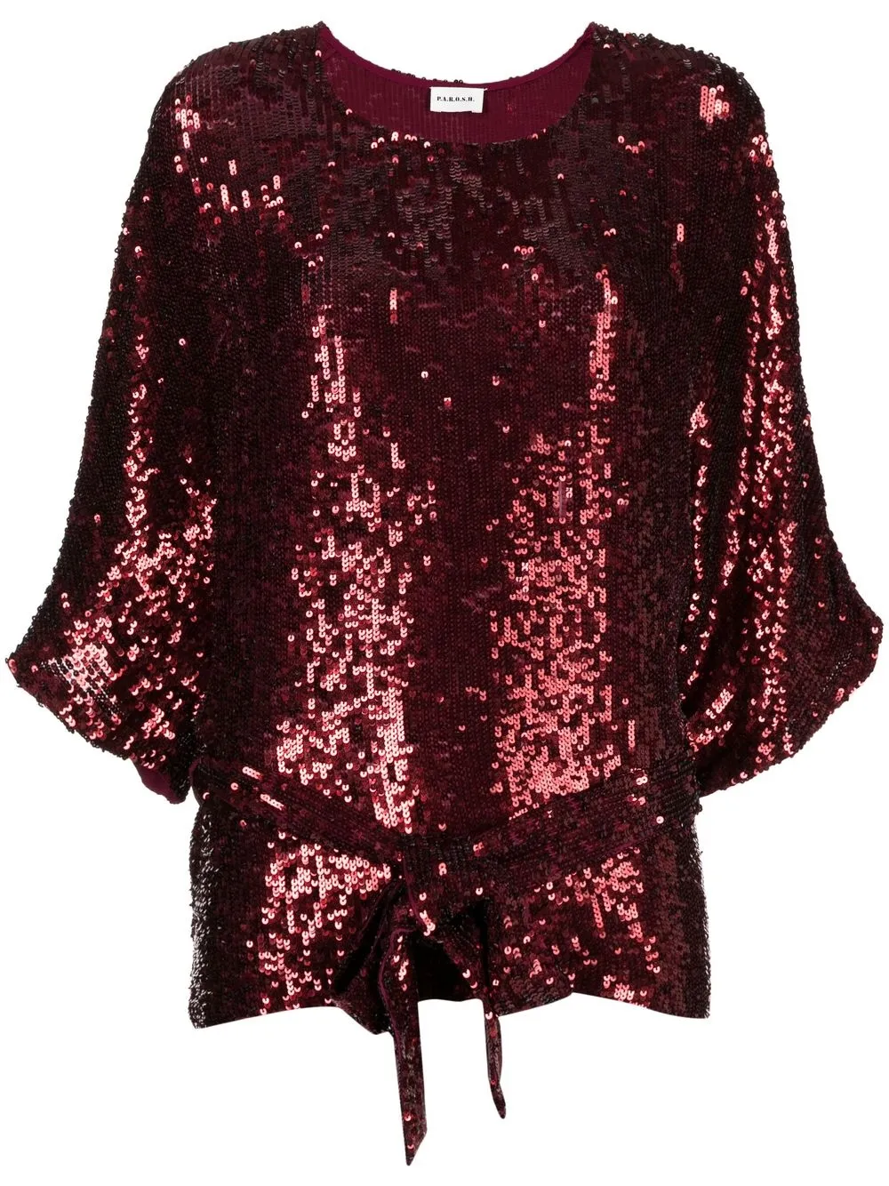 

P.A.R.O.S.H. sequin-embellished tied-waist blouse - Red