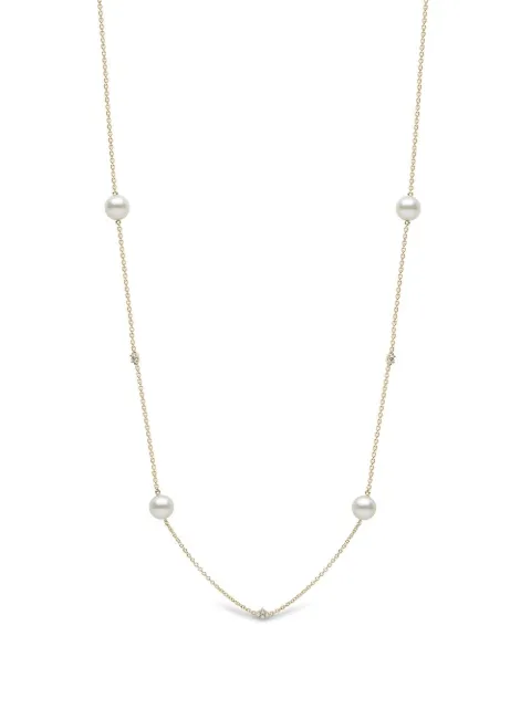Yoko London 18kt yellow gold Akoya pearl and diamond necklace
