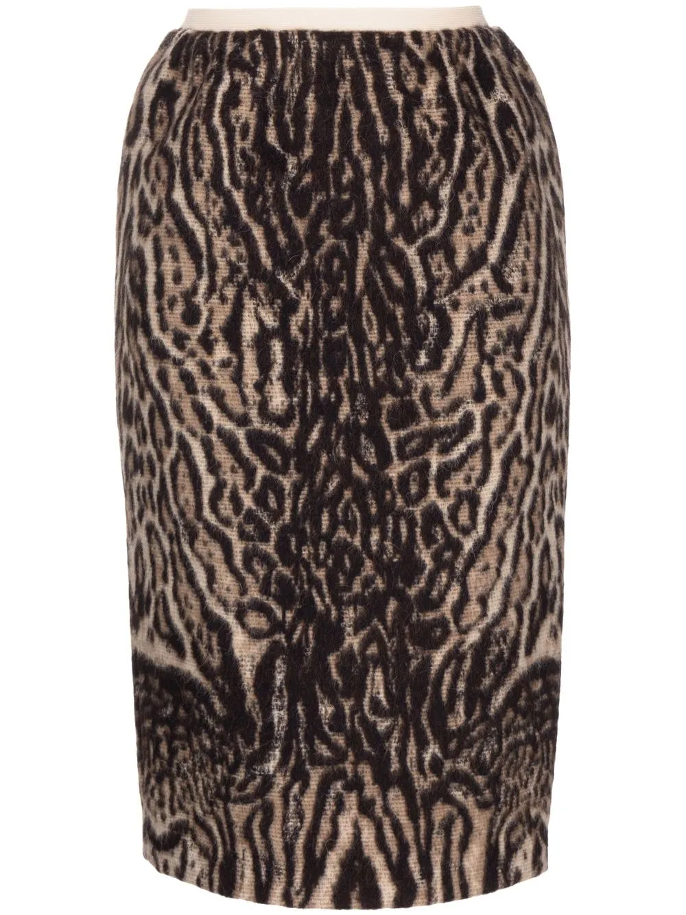 

Nº21 leopard-print brushed pencil skirt - Brown