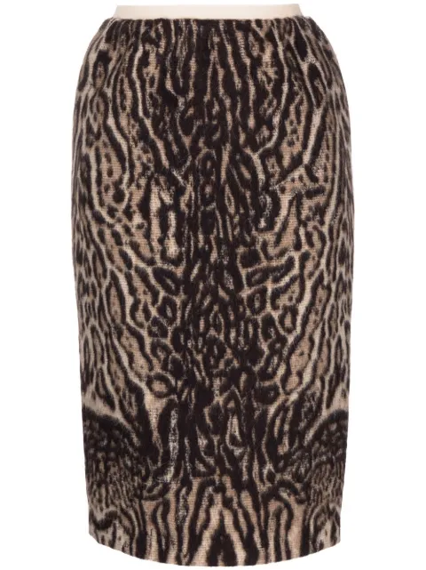 Nº21 leopard-print brushed pencil skirt