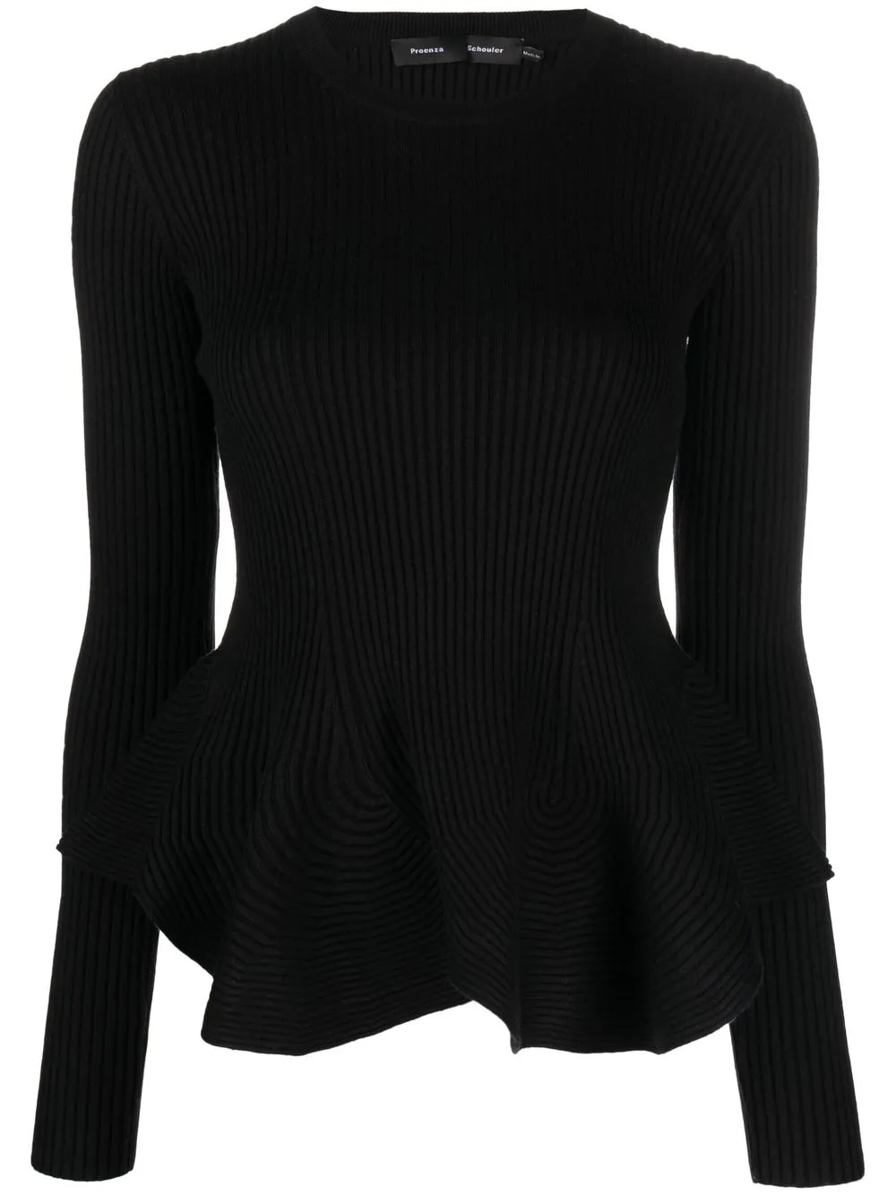 

Proenza Schouler fluted peplum ribbed top - Black