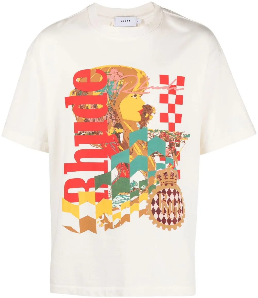 RHUDE LOGO-PRINT COTTON T-SHIRT