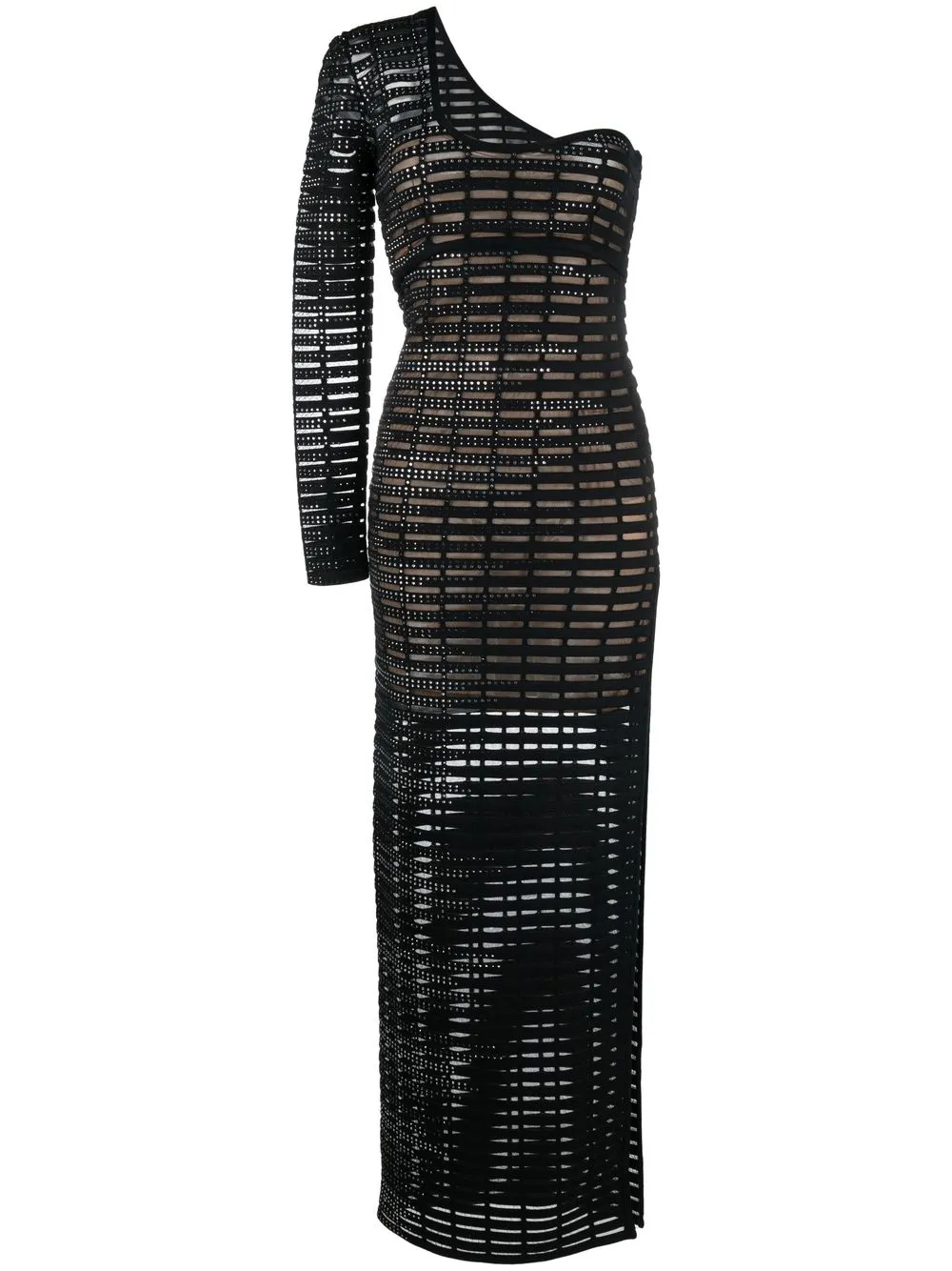 

Genny one-sleeve crystal maxi dress - Black