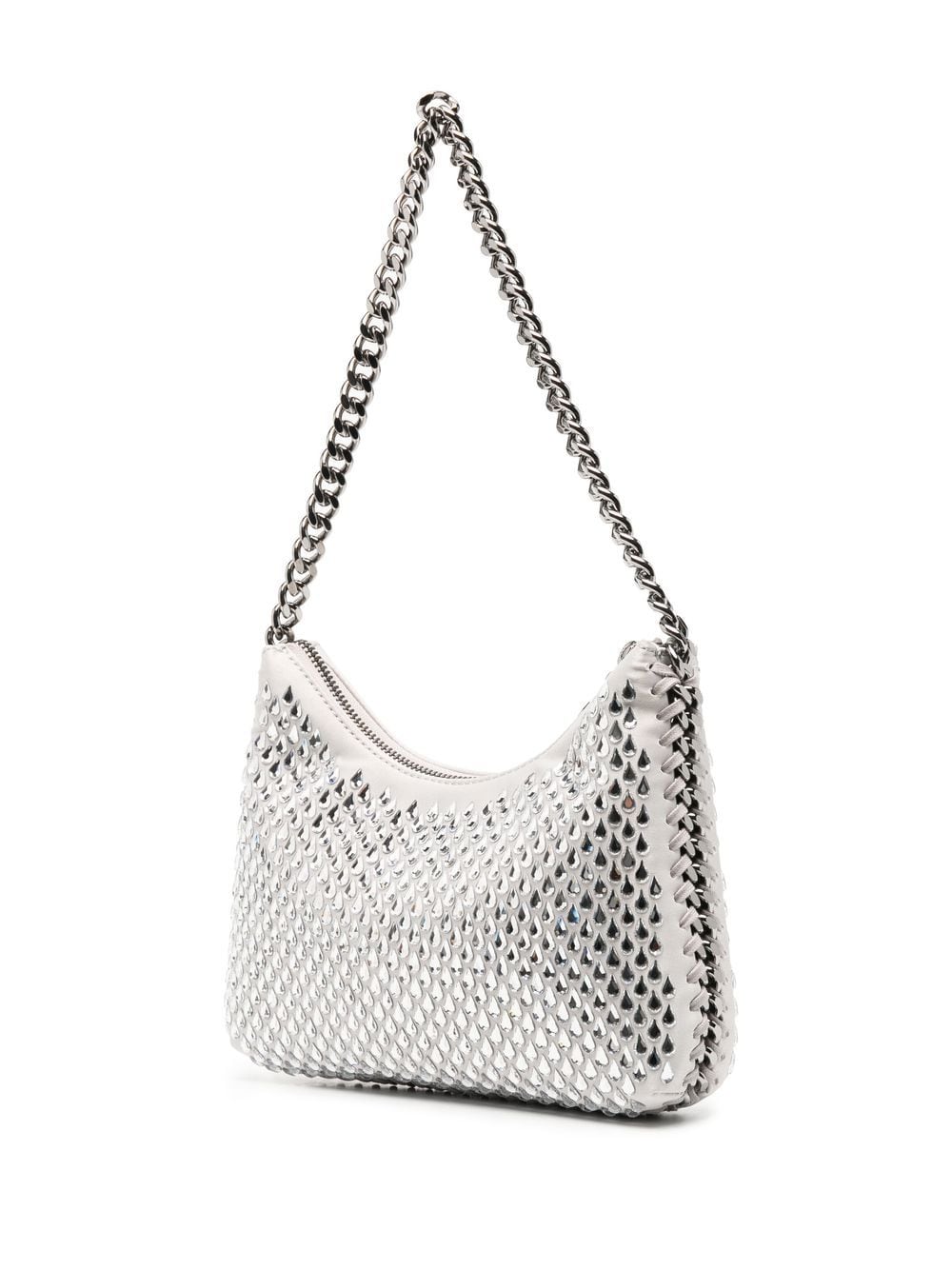 Shop Stella Mccartney Falabella Crystal-embellished Clutch Bag In Grey