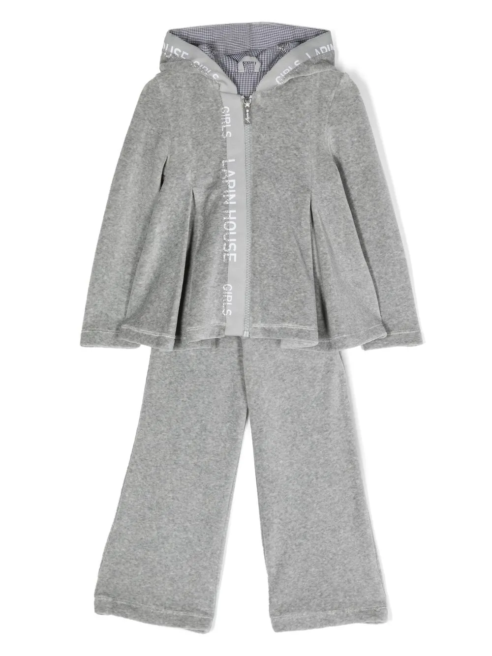 

Lapin House logo-print velour tracksuit - Grey