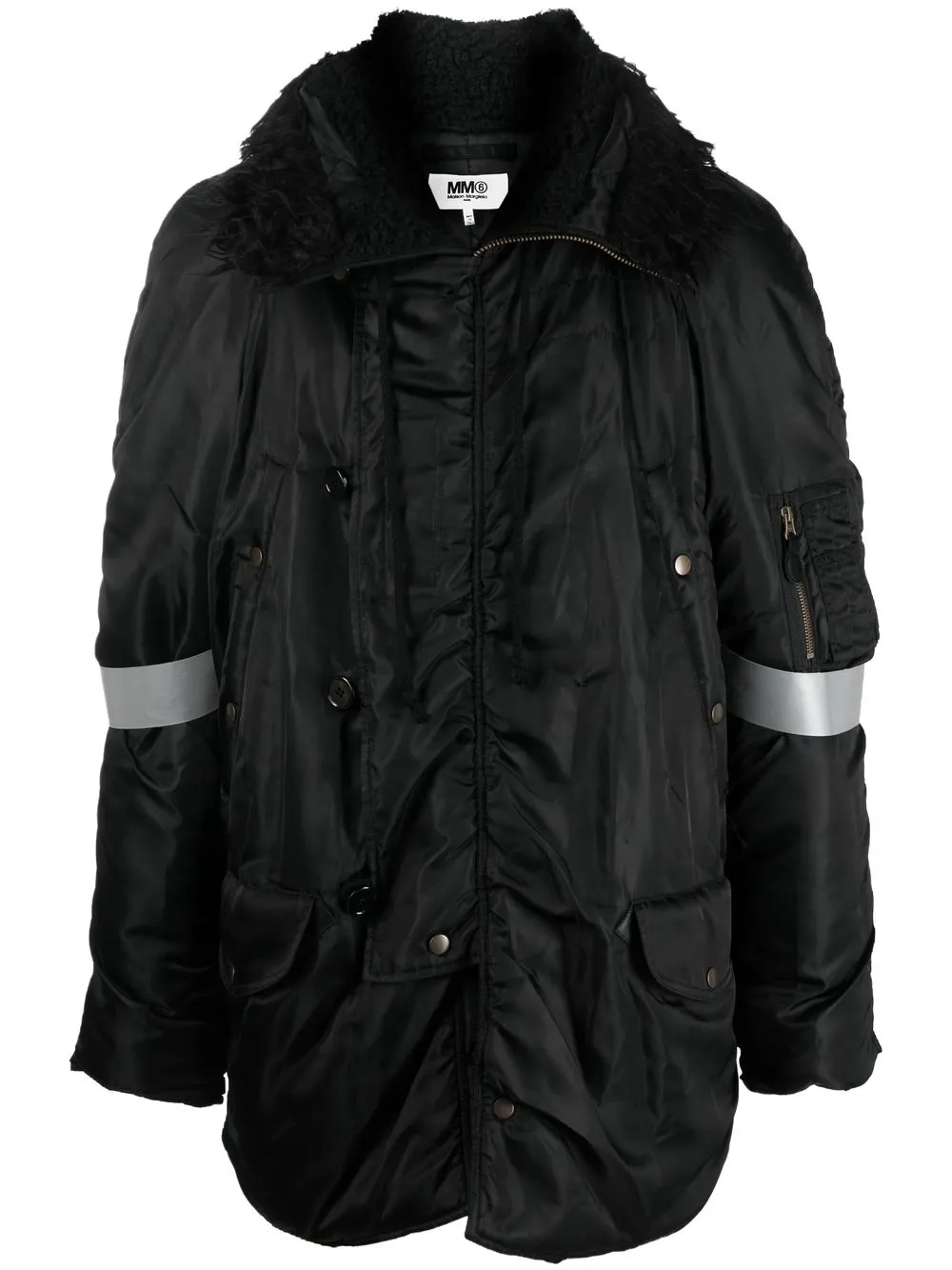 

MM6 Maison Margiela long faux-fur collar jacket - Black