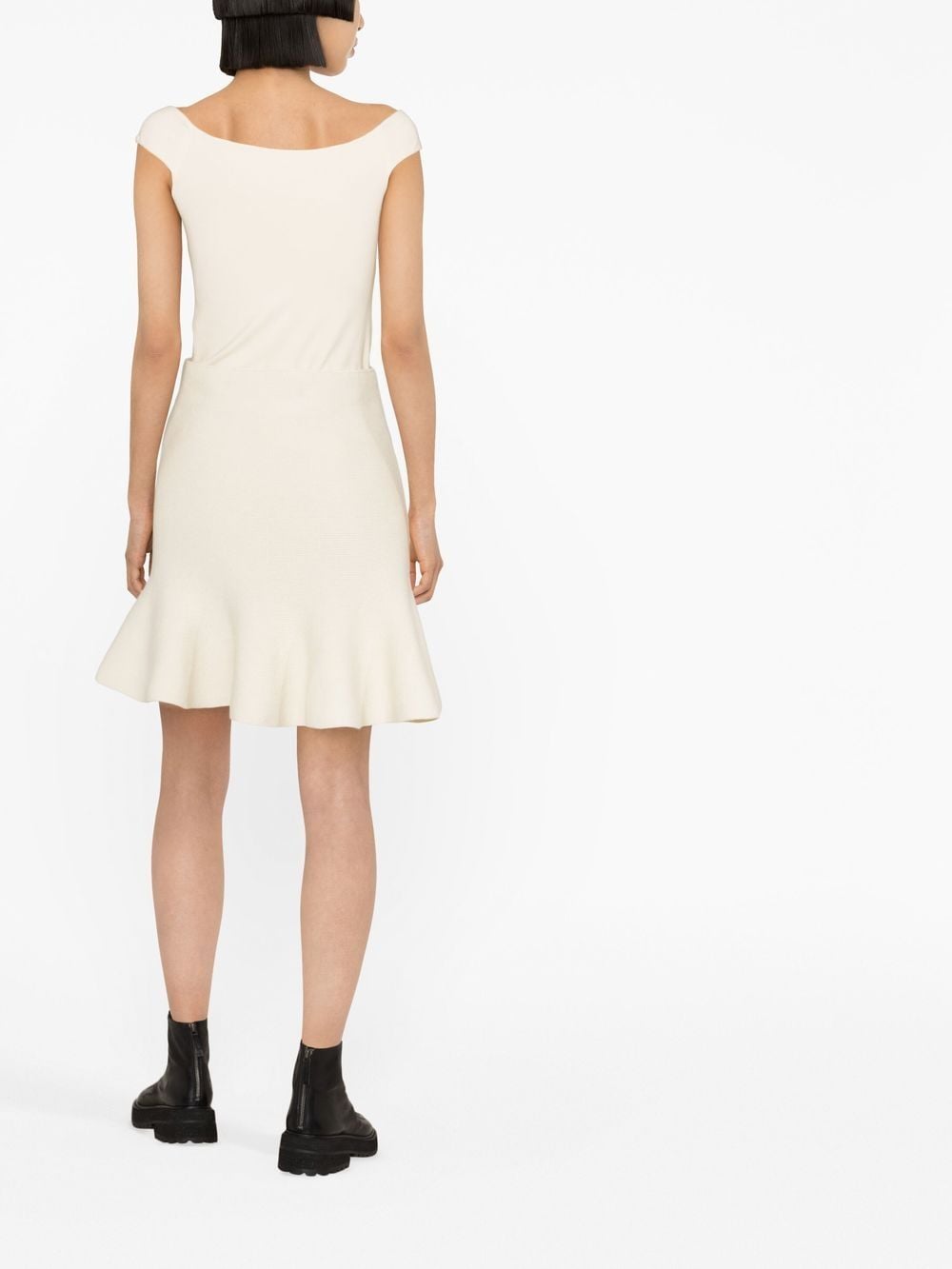 Shop Jil Sander Fluted Cashmere-blend Wool Skirt In Neutrals
