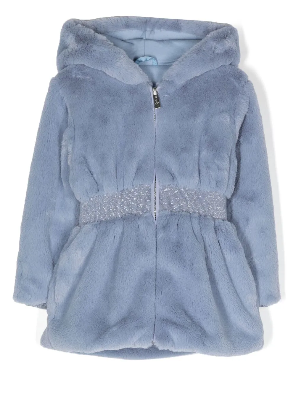 

Lapin House glittered hooded faux-fur jacket - Blue