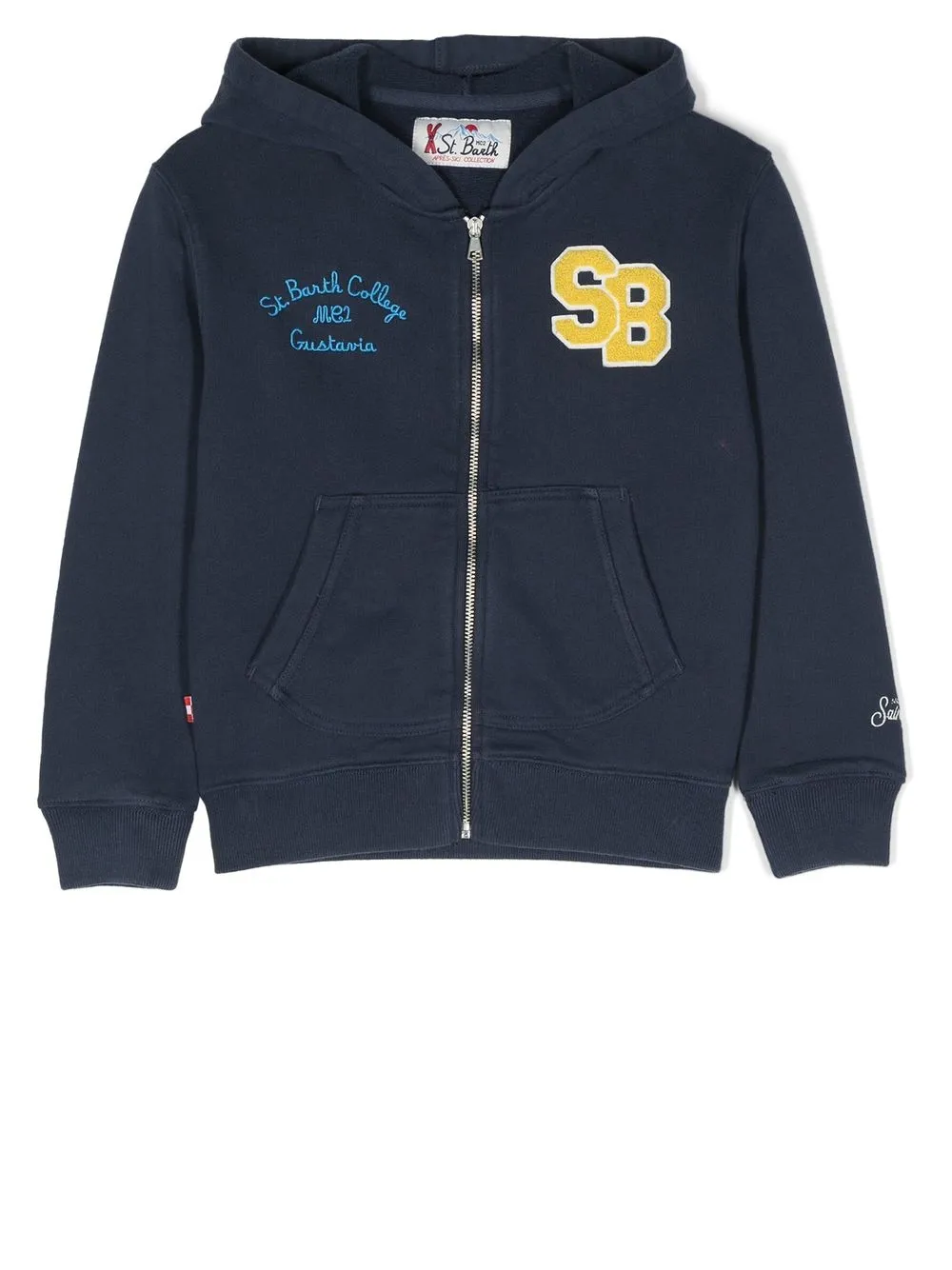 

MC2 Saint Barth Kids logo-patch zipped hoodie - Blue