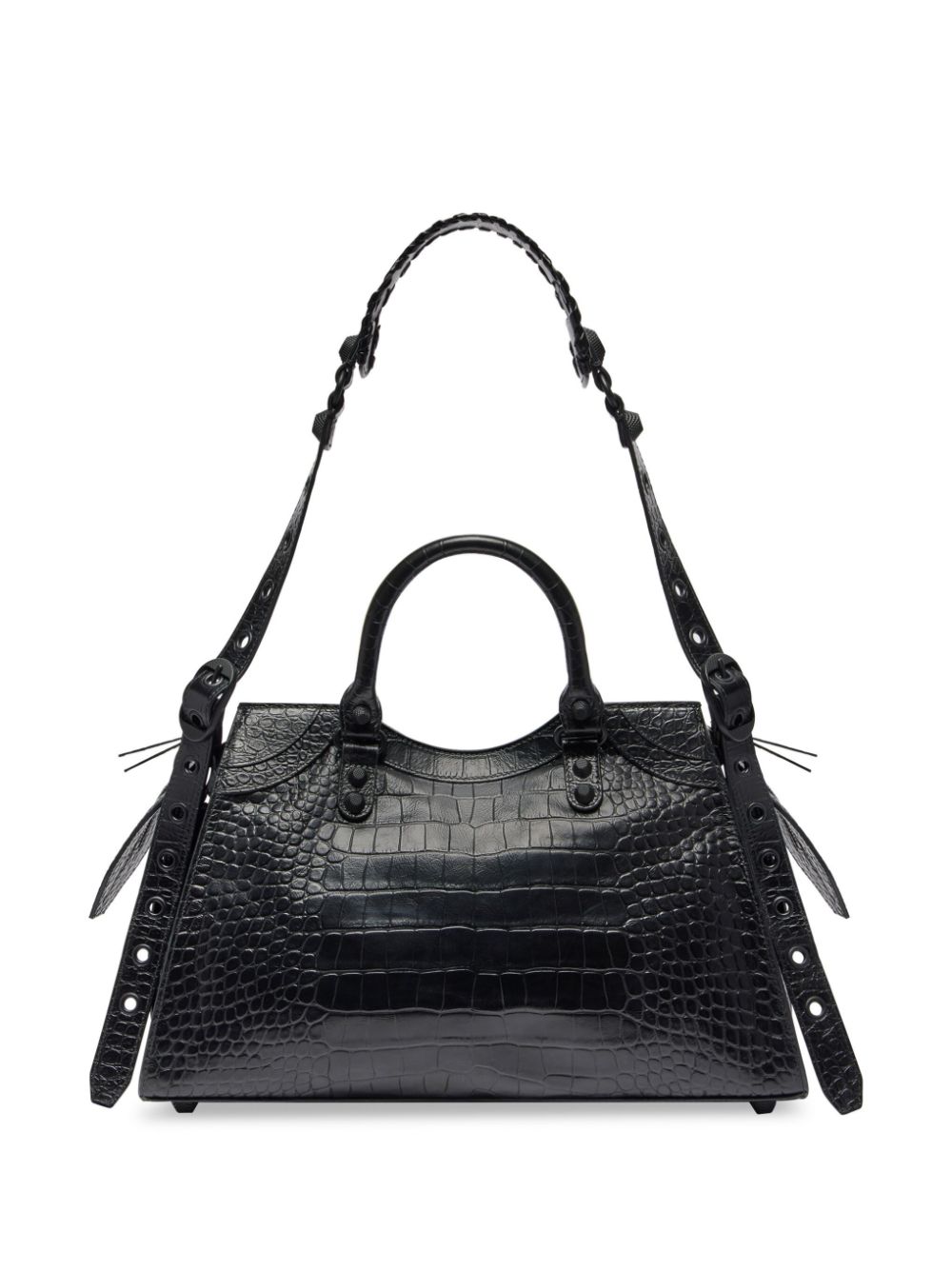 Balenciaga Neo Classic City Mini Crocodile-effect Leather Bag in Black