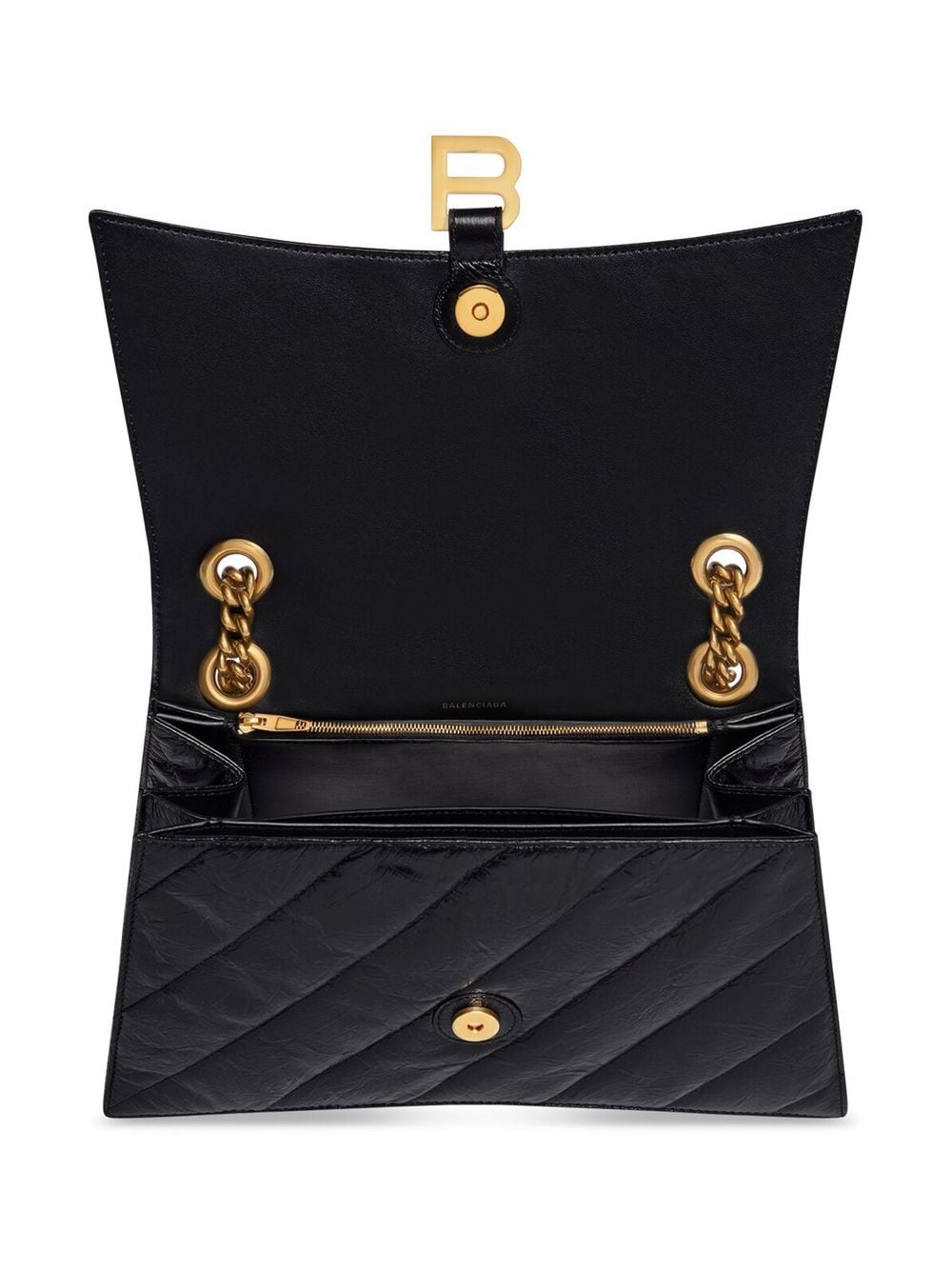 Shop Balenciaga Crush Quilted Shoulder Bag In Black