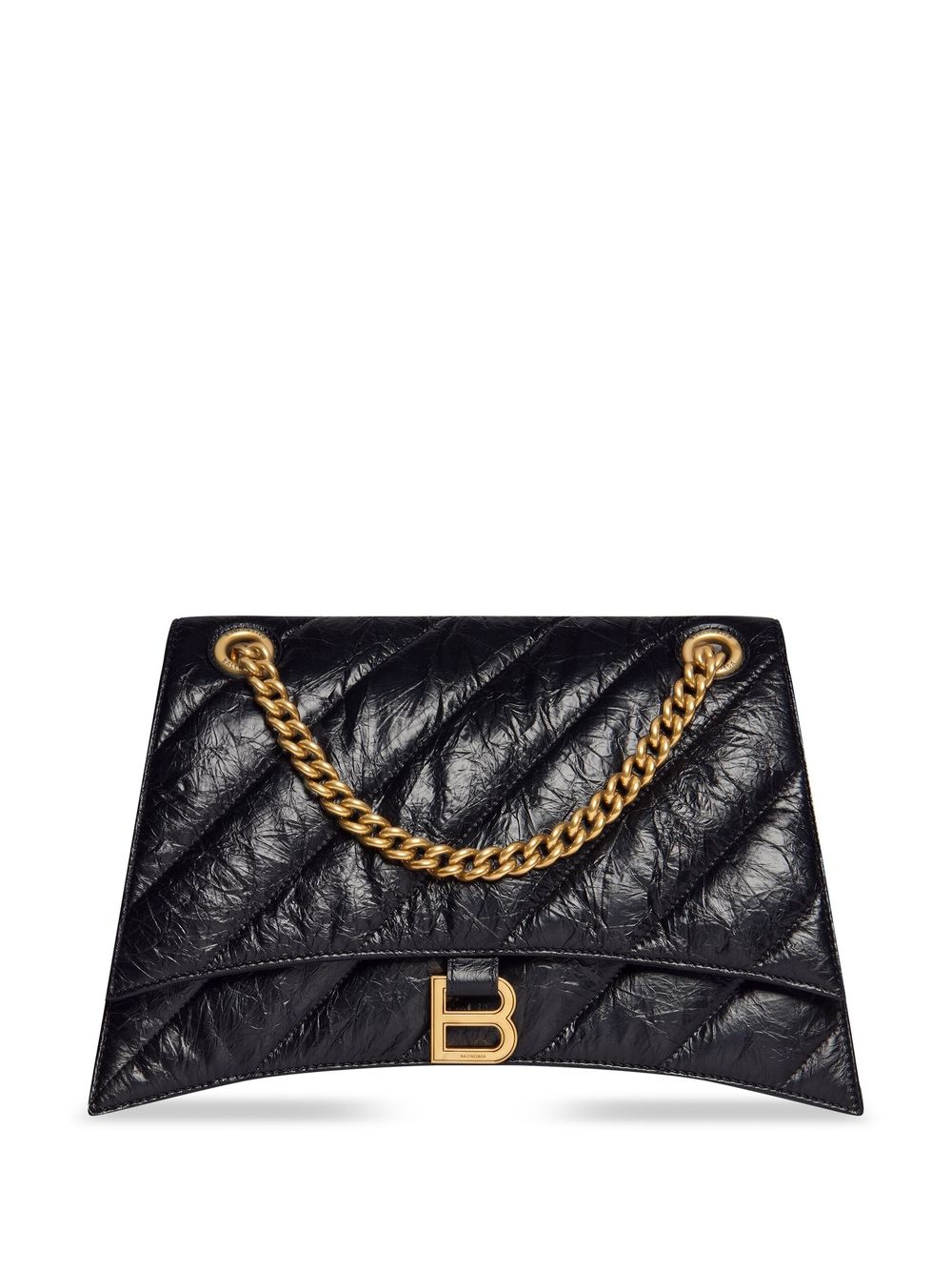Balenciaga Crush Quilted Shoulder Bag In Black