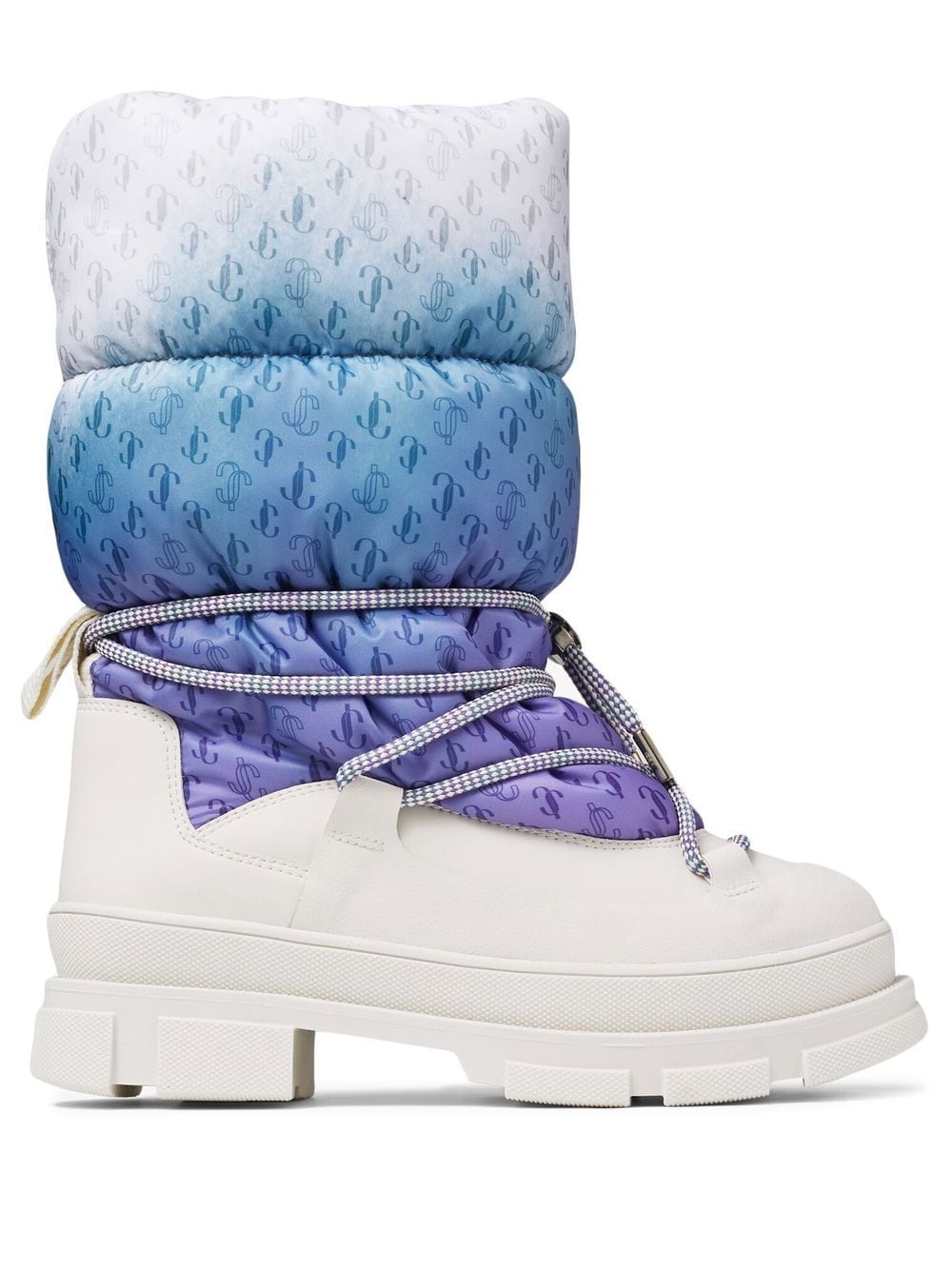 Jimmy Choo Yeda Monogram Padded Snow Boots In Multi/latte