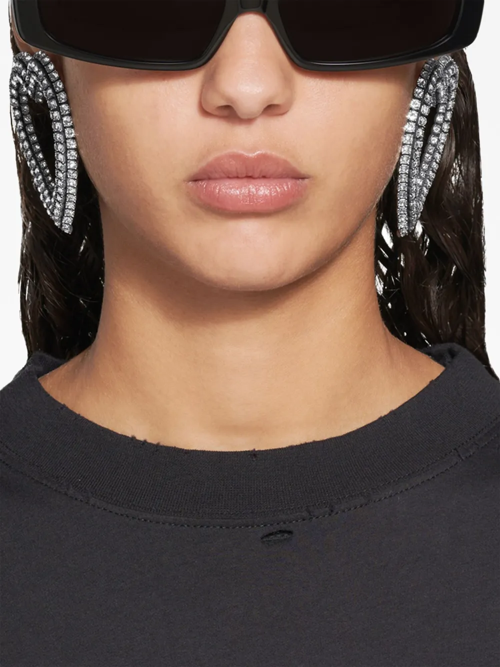 Shop Balenciaga Heart 2.0 Crystal-embellished Earrings In Grey