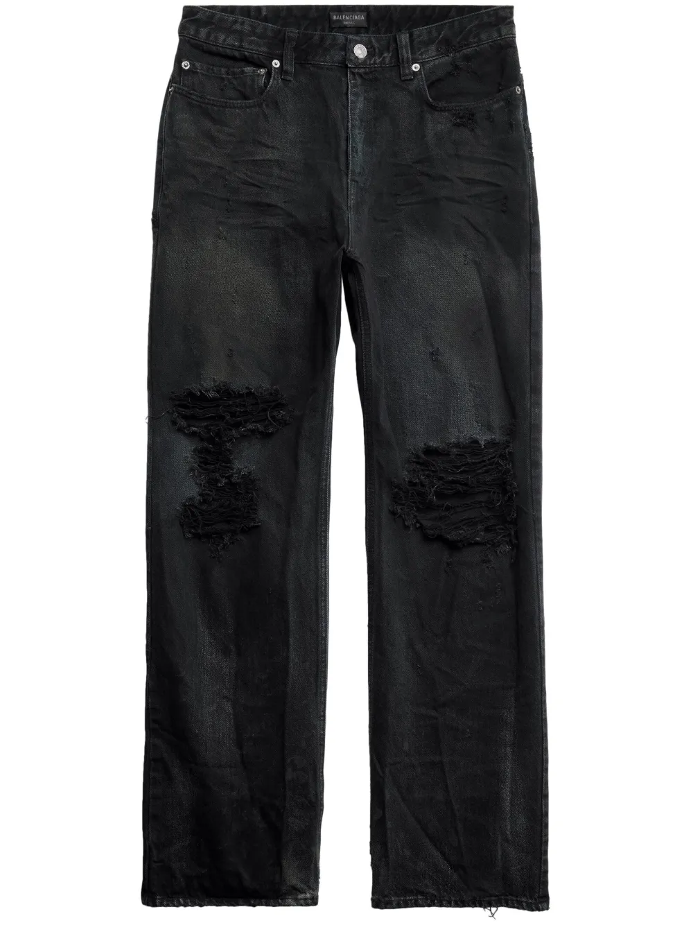 Balenciaga jean droit à effet usé - Noir Top Merken Winkel