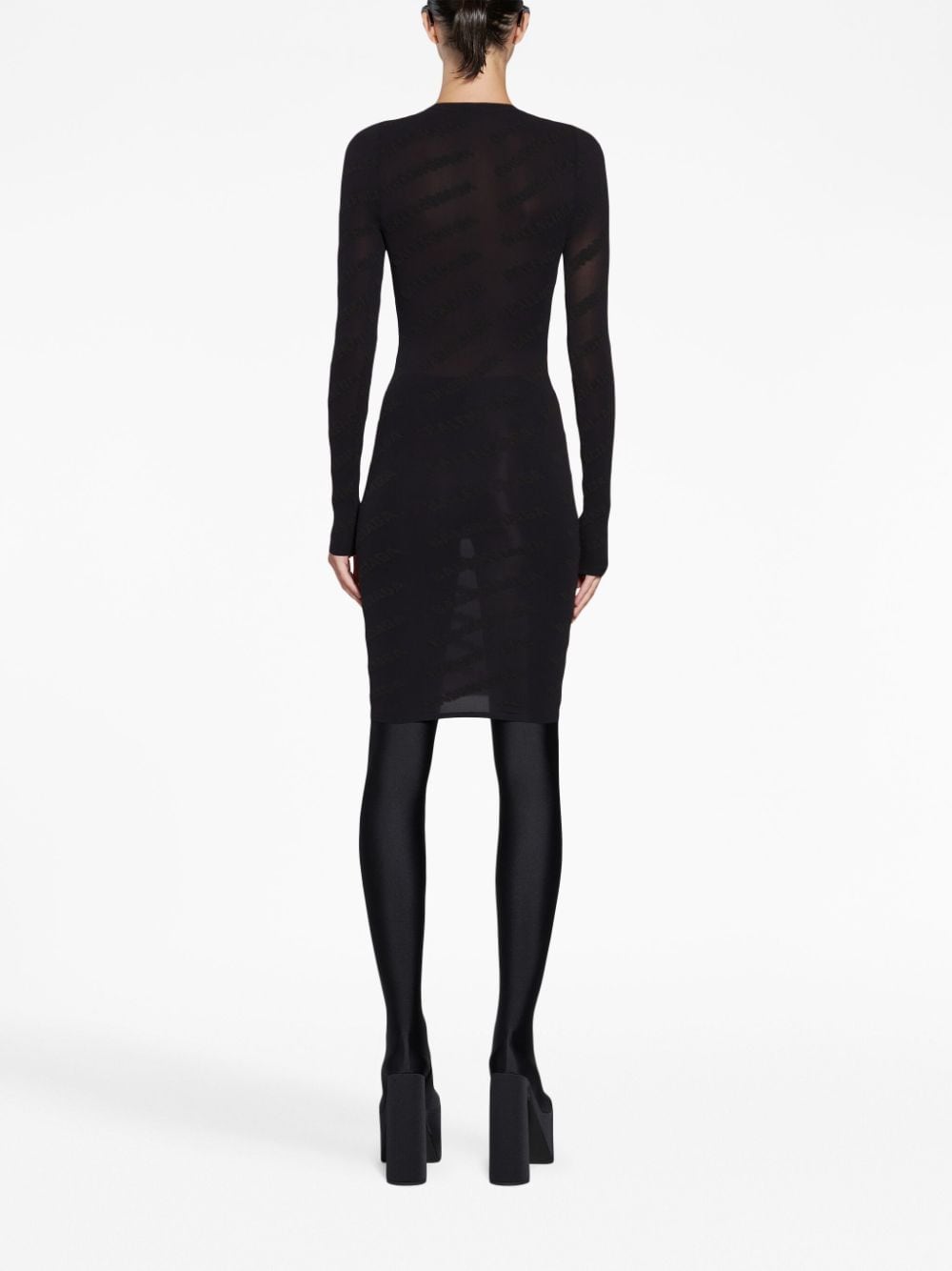 Shop Balenciaga Mini Allover Logo Dress In Black
