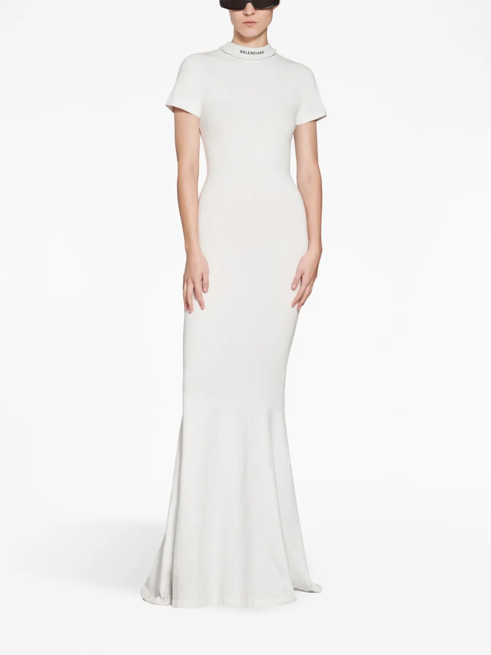 farfetch.com | logo-embroidered neckline gown