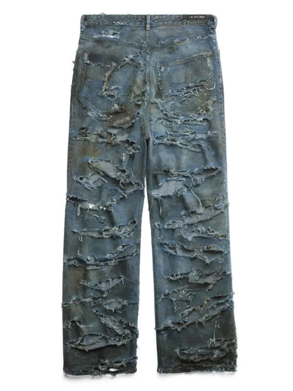 Balenciaga Distressed wide leg Jeans Farfetch