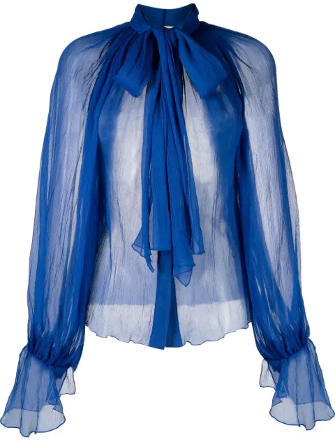 Atu Body Couture pussy-bow silk blouse
