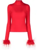 Atu Body Couture feather-cuff high-neck top - Red