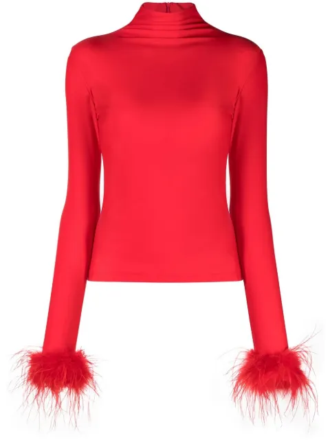 Atu Body Couture feather-cuff high-neck top
