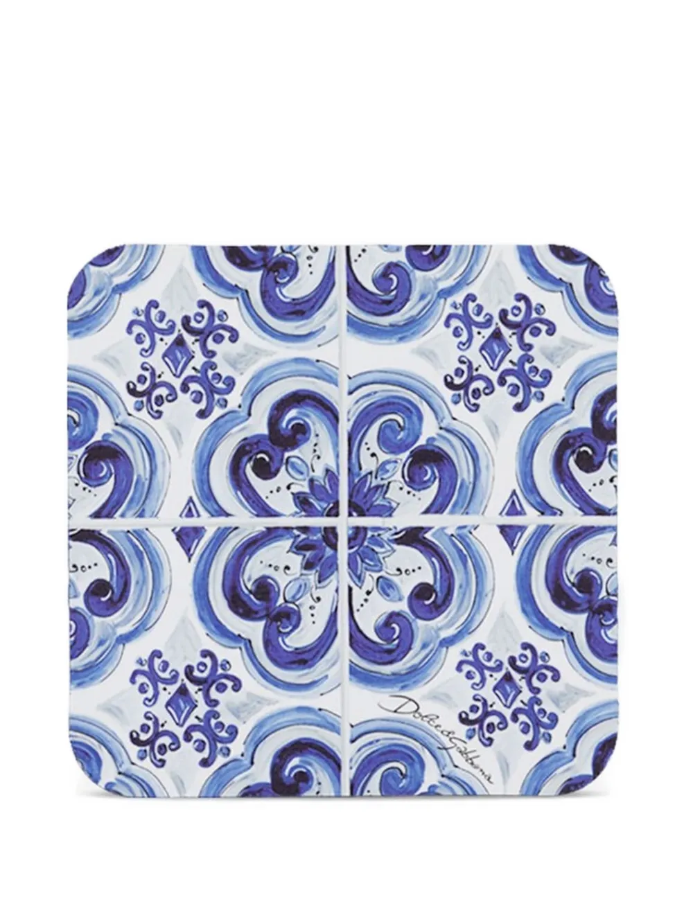 Dolce & Gabbana azulejo-pattern coasters (10cm x 10cm) | Blue | Image 1