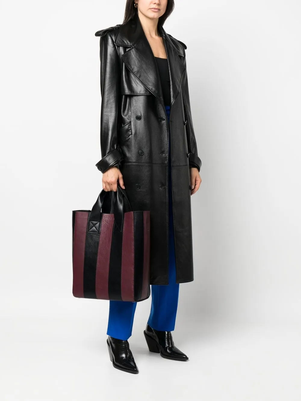 STAND STUDIO Leren shopper - Zwart