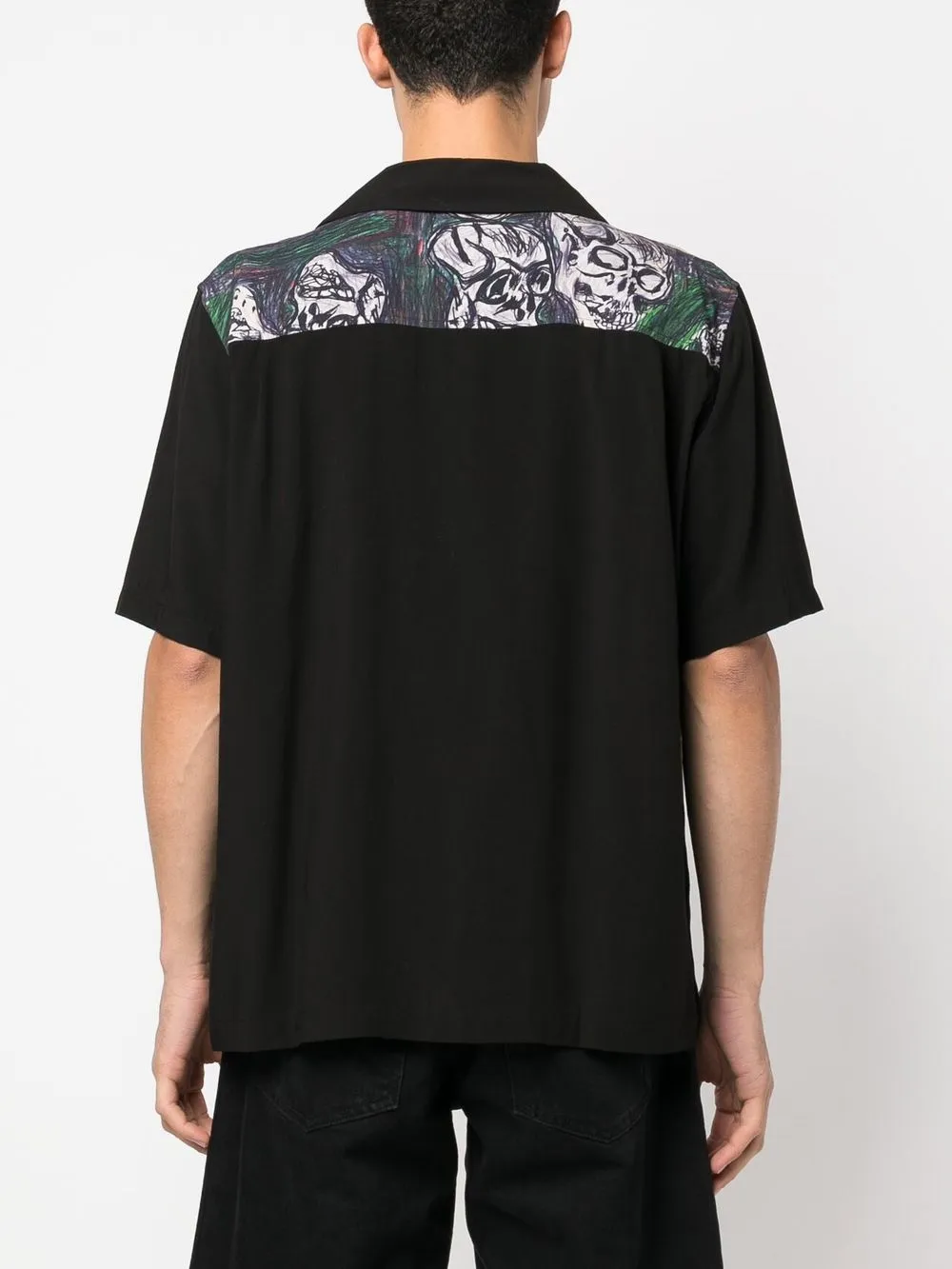 Perks And Mini Skull-print Bowling Shirt In Black