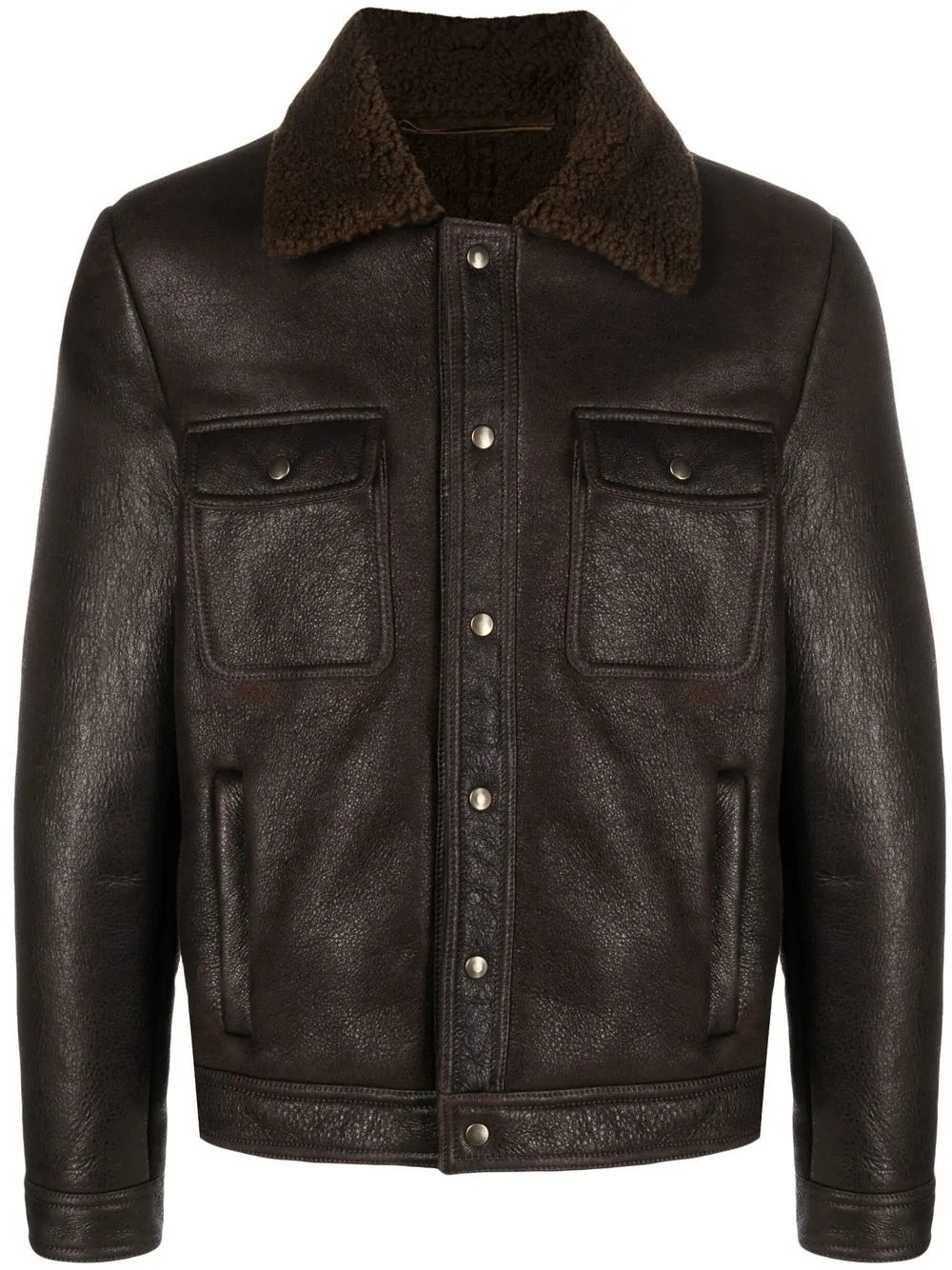 

Salvatore Santoro shearling-collar leather jacket - Brown