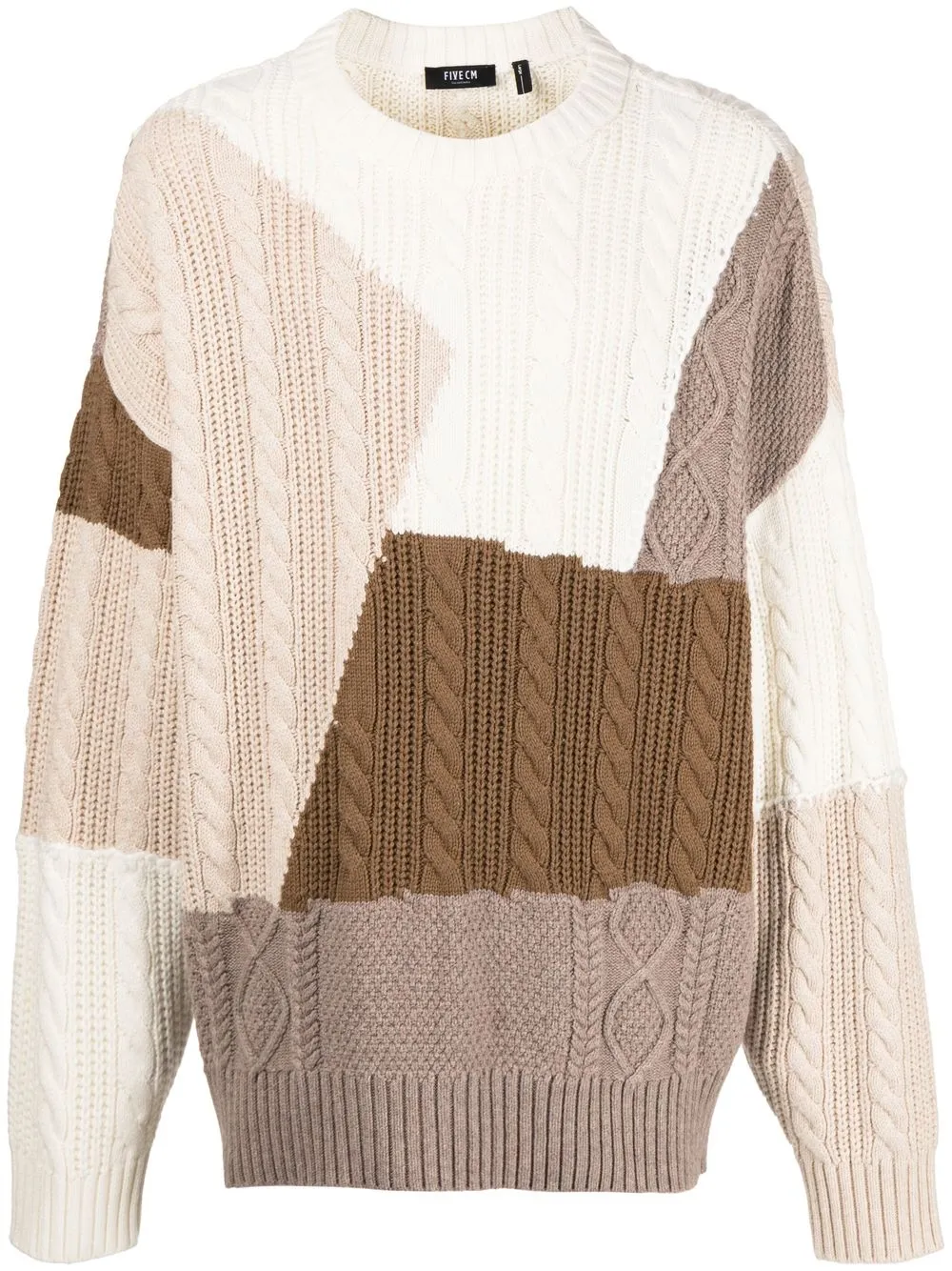 

FIVE CM colour-block cable-knit jumper - White