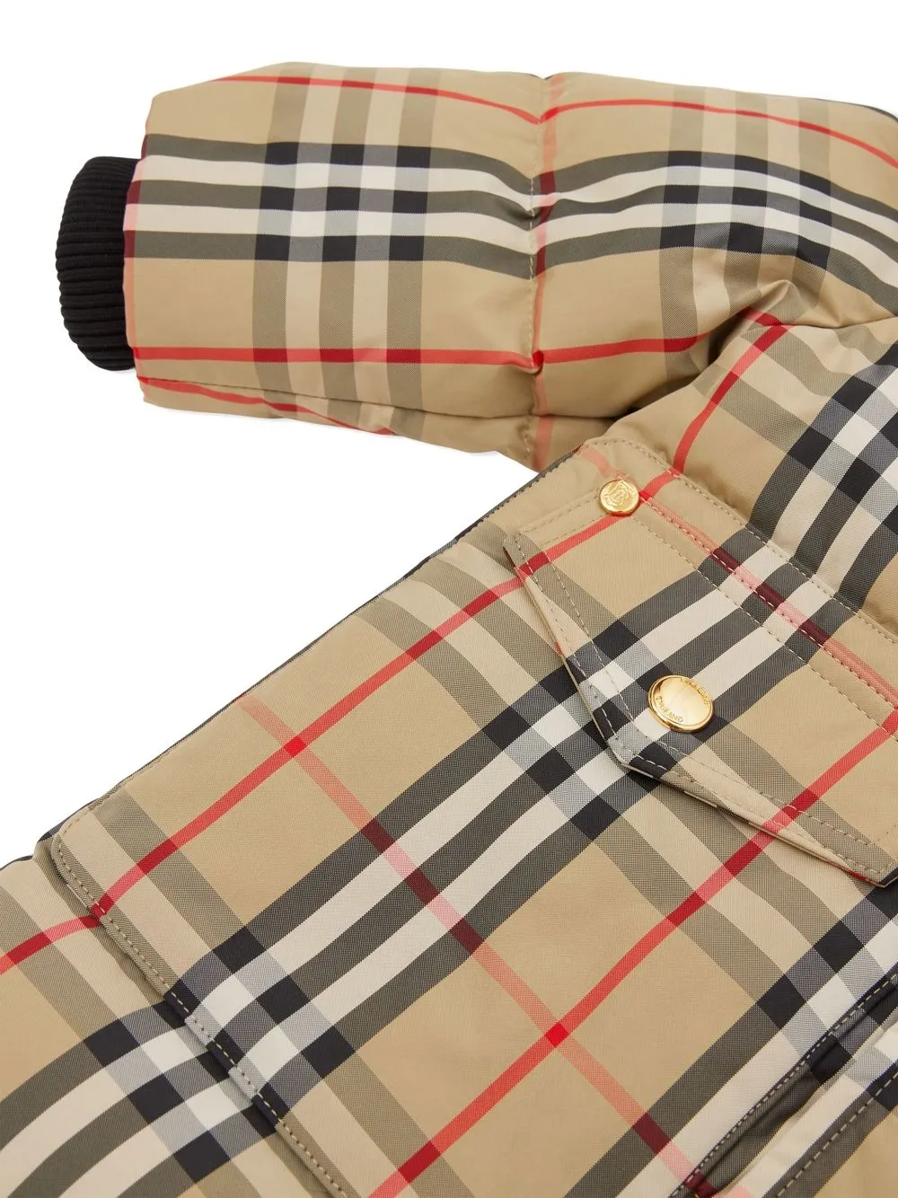 BURBERRY VINTAGE CHECK 连帽蓬松外套
