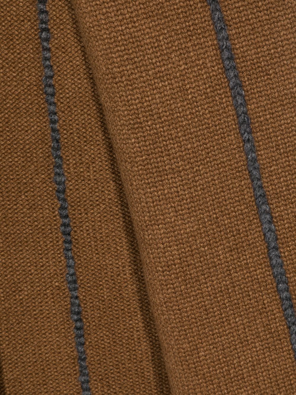 Shop Brioni Contrast-trim Knitted Scarf In 褐色