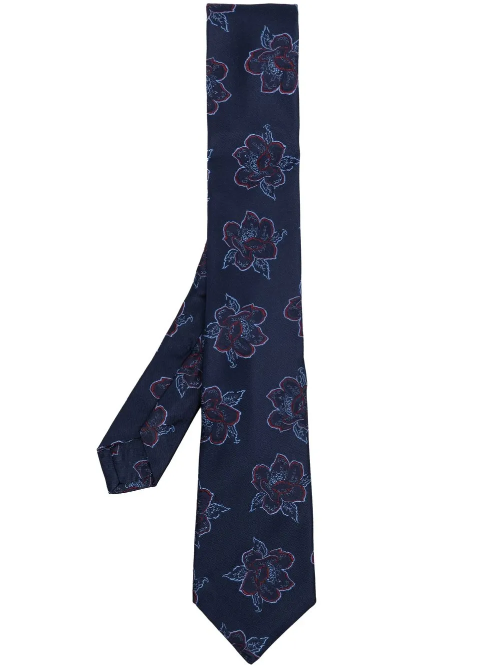 

Kiton floral-jacquard silk tie - Blue