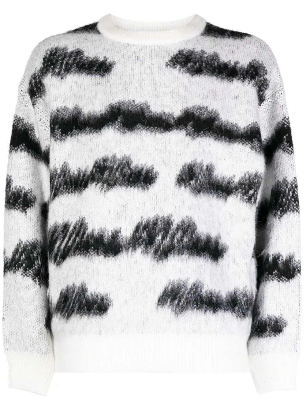 

We11done abstract-print ribbed-trim jumper - Black