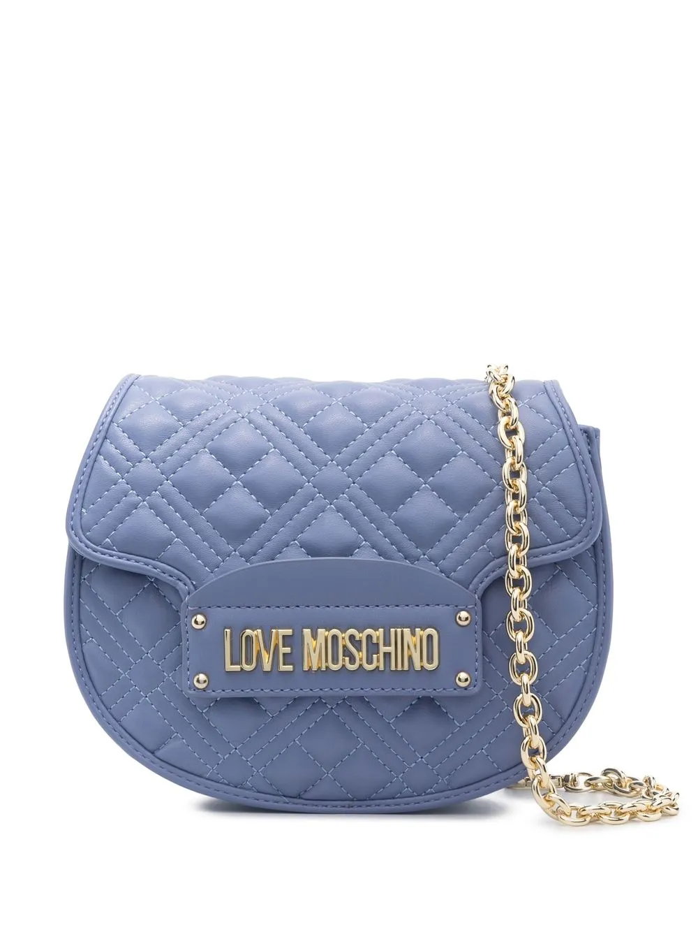 

Love Moschino logo plaque quilted cross body bag - Purple