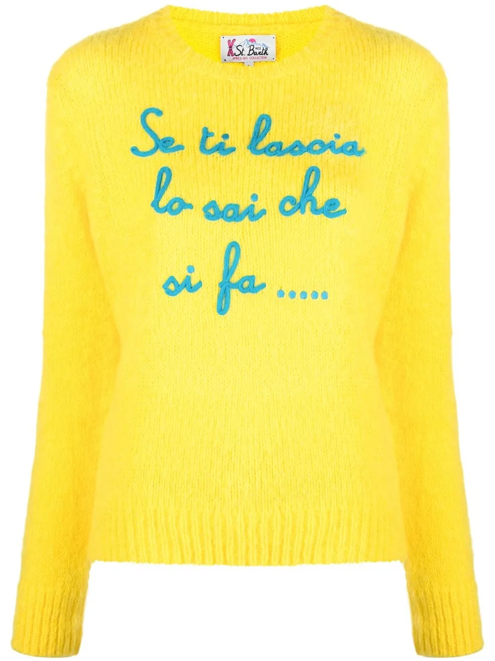 

MC2 Saint Barth embroidered quote crew neck jumper - Yellow