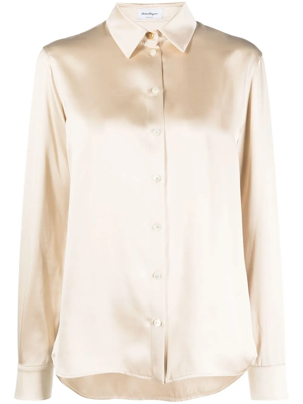 

Ferragamo button-down satin silk shirt - Neutrals