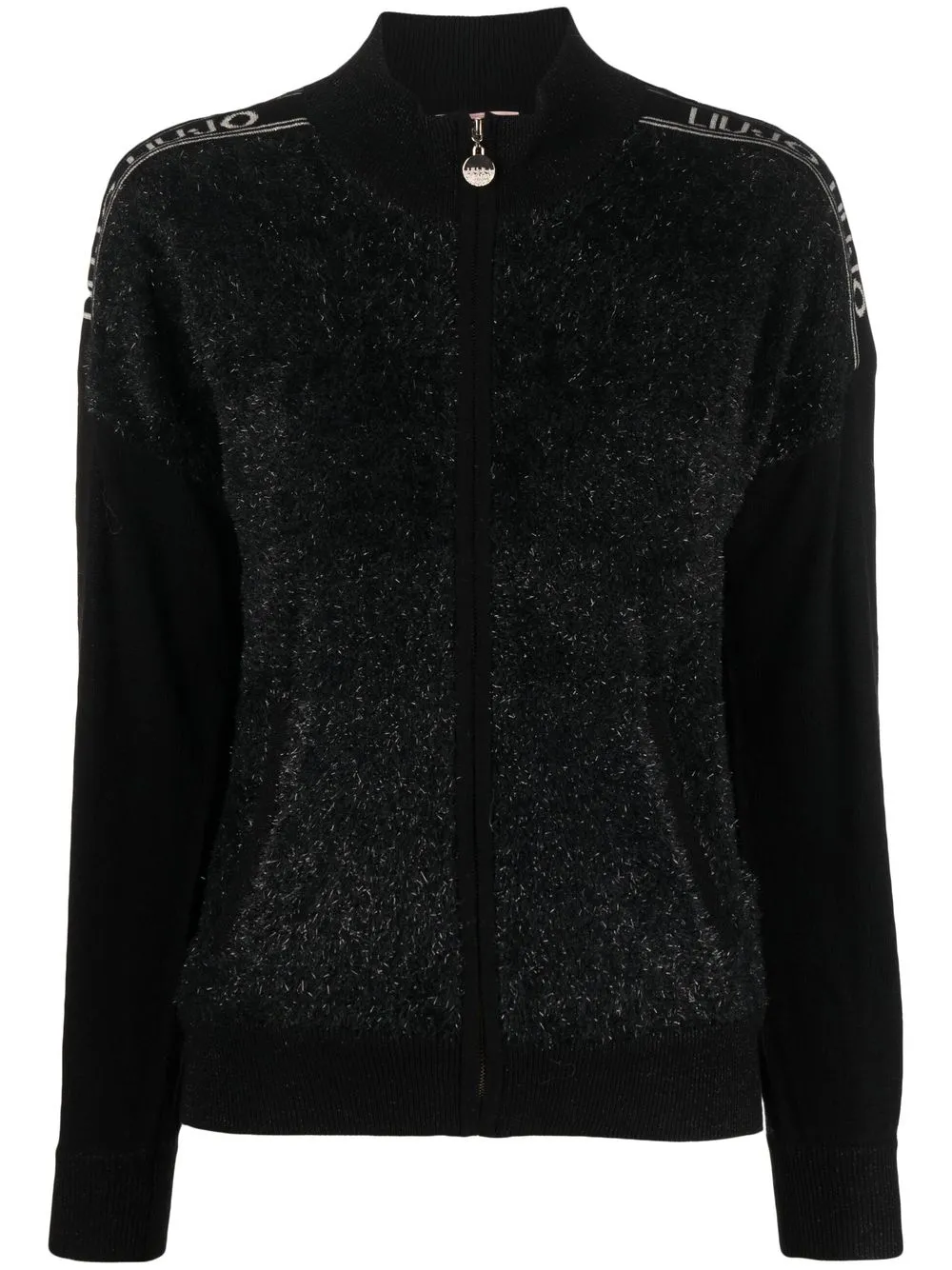 

LIU JO logo-edge textured track jacket - Black