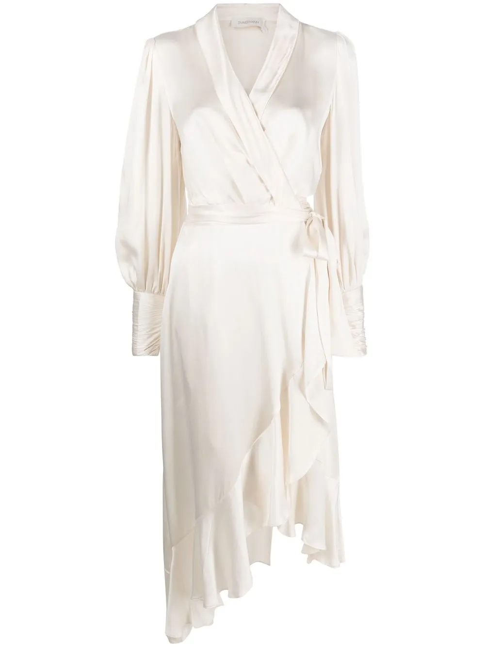 ZIMMERMANN Silk Wrap longsleeve Dress Farfetch