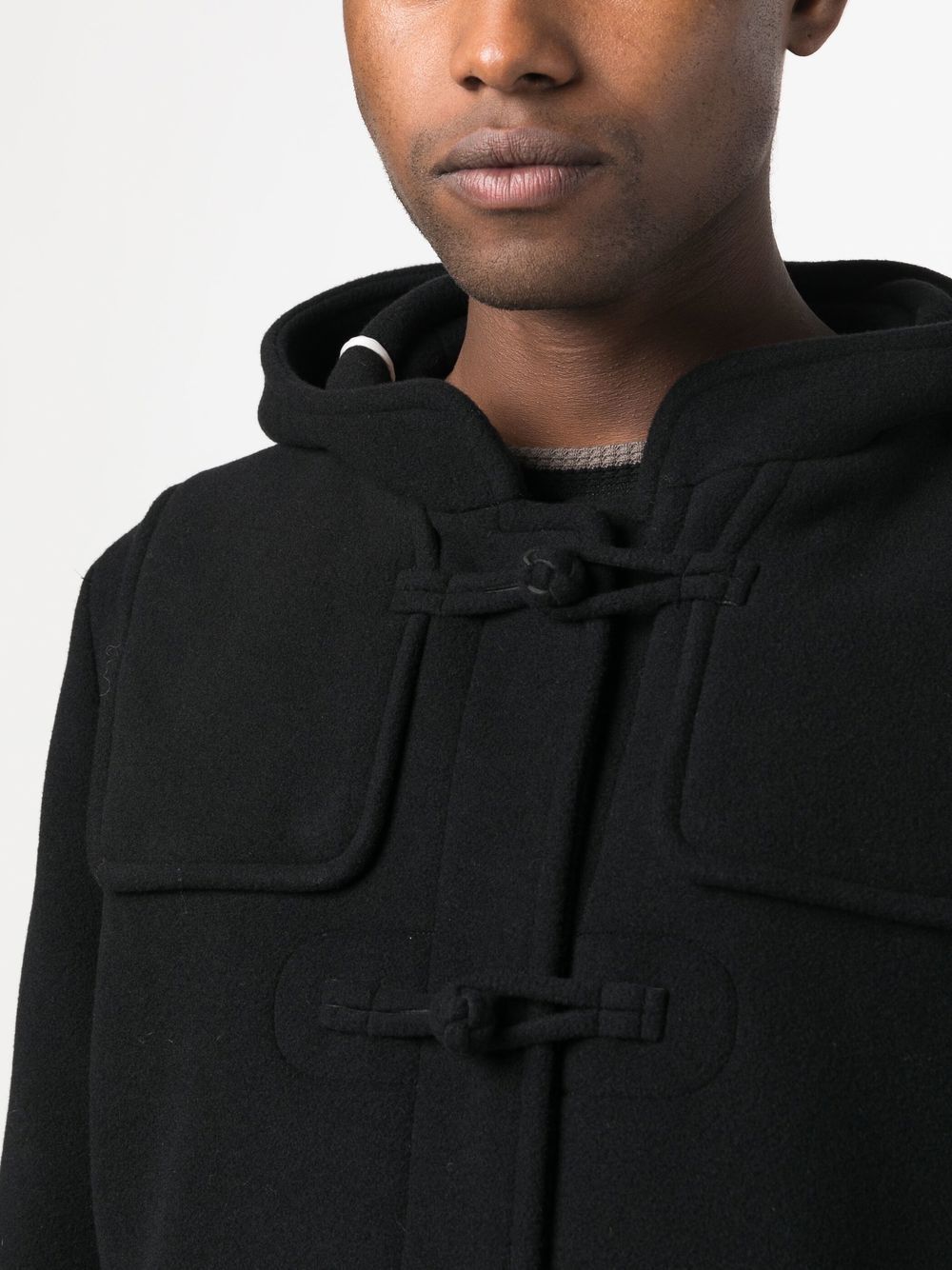 Shop Undercover Mid-length Duffle Coat In Black
