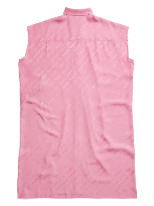 Balenciaga logo-print Silk Shirt Dress | Pink | FARFETCH