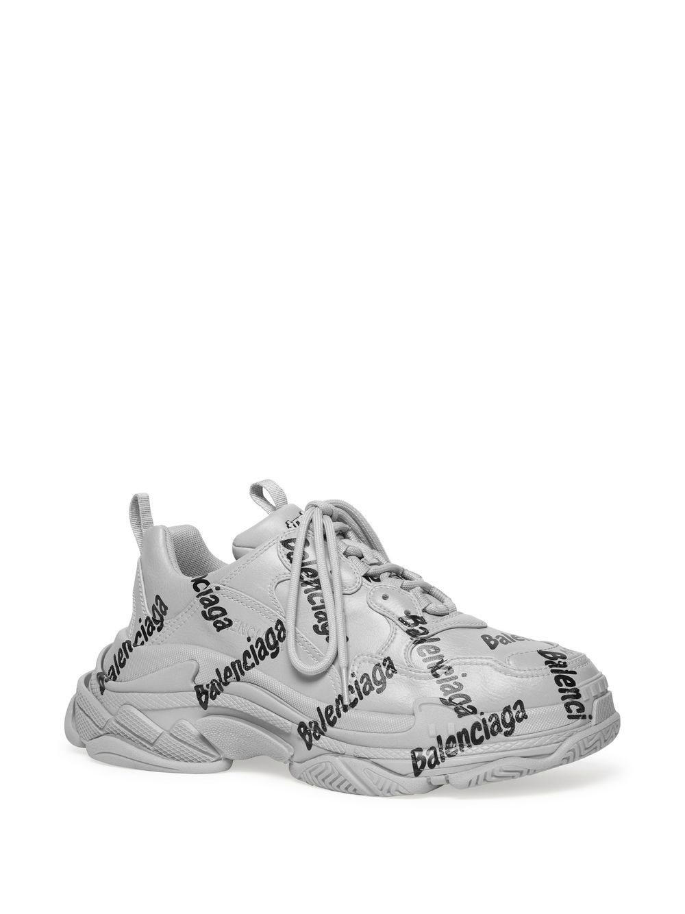 Shop Balenciaga Triple S Logo-print Sneakers In Grey
